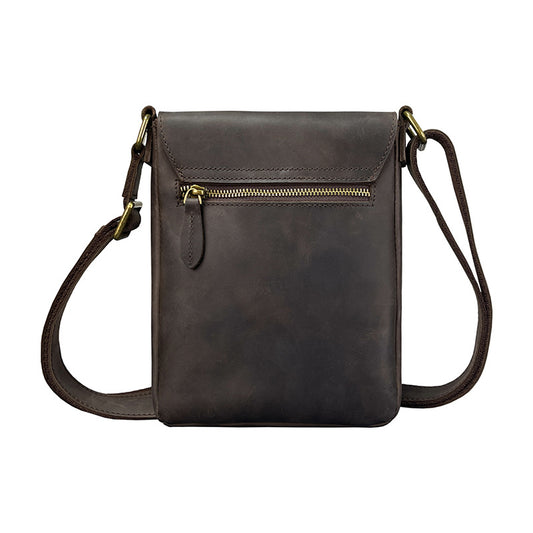 Mochila Crossbody de Cuero Crazy Horse para Hombre - Bolsa iPad Minimalista