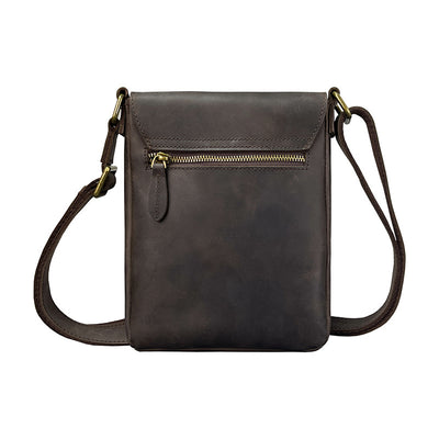 Mochila Crossbody de Cuero Crazy Horse para Hombre - Bolsa iPad Minimalista