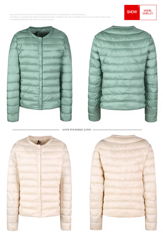 Chaqueta Acolchada Ligera Sin Cuello para Mujer - Abrigo Corto Versátil - Image 26