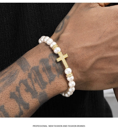 Pulsera de Cruz con Perlas para Mujer - Diseño Versátil - Image 16