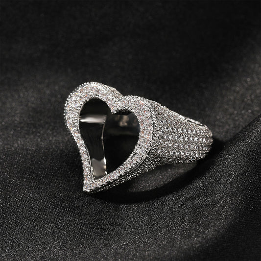 Anillo de Corazón Hueco con Zirconia - Personalidad Fashion