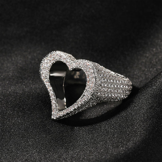 Anillo de Corazón Hueco con Zirconia - Personalidad Fashion