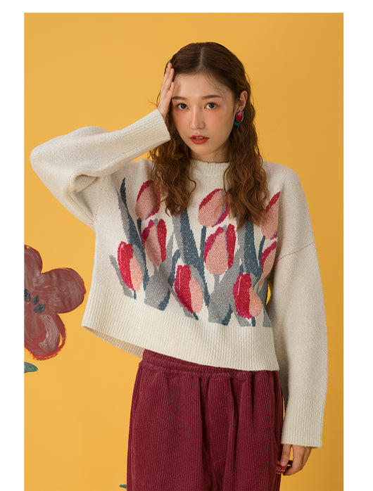 Suéter Holgado con Estampado Vintage de Tulipanes - Image 21