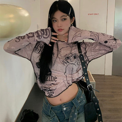 Playera de Manga Larga Estampada