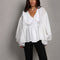 Blusa Elegante con Mangas Abullonadas y Volantes