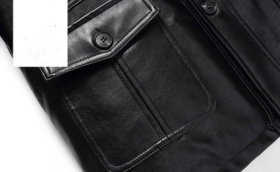 Abrigo de Cuero PU con Cuello de Piel para Hombre Maduro - Image 15