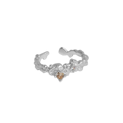 Anillo de Plata Esterlina 925 con Circonita Irregular y Textura Artesanal para Mujer - Image 15