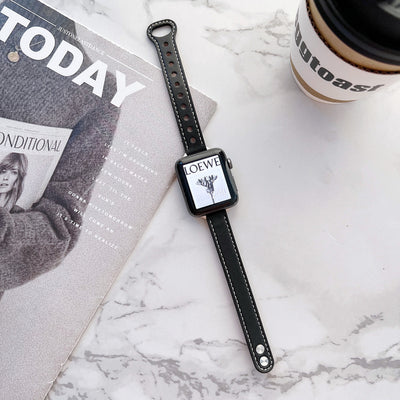 Correa de Cuero Barbour para Apple Watch 7 - Modelo Delgado de Doble Pasador - Image 3