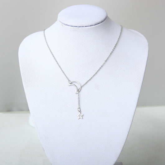 Collar Corto Cadena Clavícula Luna y Estrella - Image 10