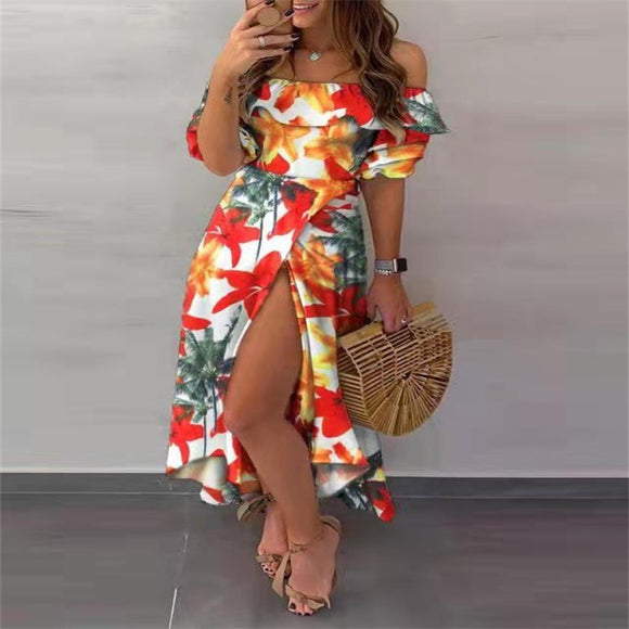 Vestido Estampado Europeo Americano para Mujer