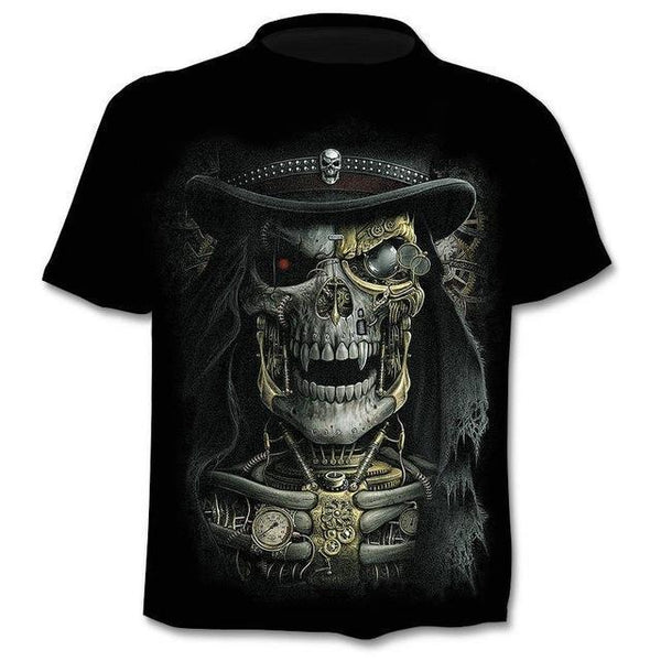 Playera Hombre Estilo Punk Calavera Gótica