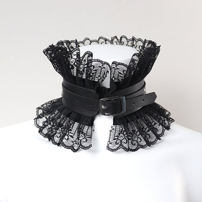 Choker de Cuero Negro Ajustable con Encaje - Image 6