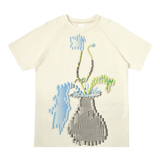 Camiseta Manga Corta Estampado Jarrón Digital para Mujer - Image 9