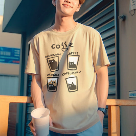 Camiseta de Manga Corta Flocking Milk Coffee para Hombre