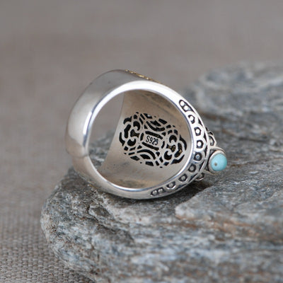 Anillo de Plata 925 Mantra de Seis Caracteres Giratorio con Acabado Dorado - Image 6