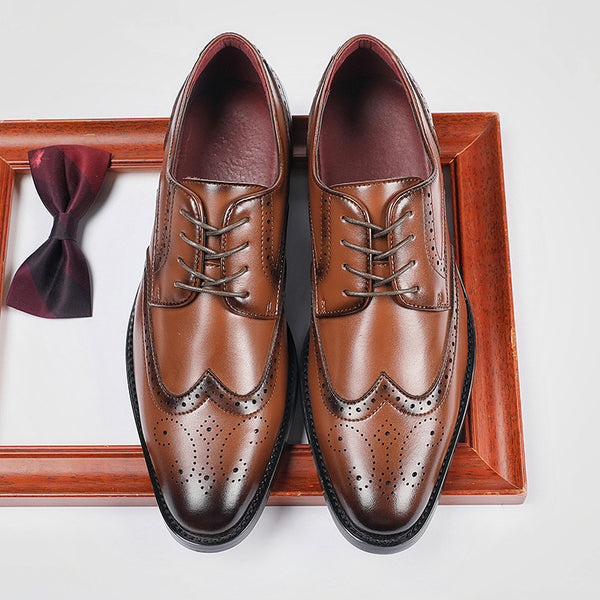 Zapatos de Cuero Tallado con Cordones y Suela Ancha Estilo Británico