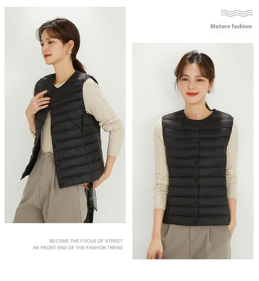 Chaleco Acolchado Ligero para Mujer - Cuello Redondo Cálido y Versátil - Image 32