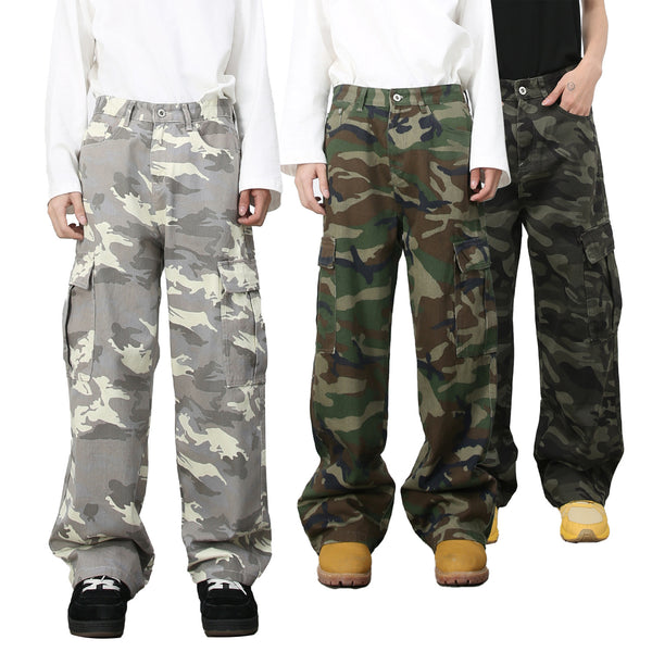 Pantalones Vaqueros Cargo Retro Camuflaje con Bolsillos Grandes