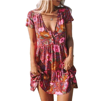 Vestido Estampado Escote V Manga Corta para Mujer - Image 3