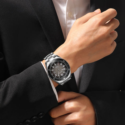 Reloj de Pulsera Acero Impermeable con Calendario y Esfera Luminosa