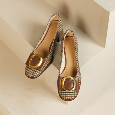 Tacones Altos Marrón con Moño Metálico para Mujer - Image 12