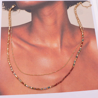 Collar Eslabonado Multicapa Chapado en Oro Real - Image 10