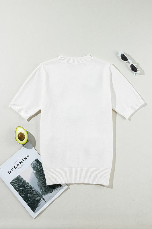 Blusa Tejida de Manga Corta con Flores 3D - Estilo Europeo Casual - Image 14