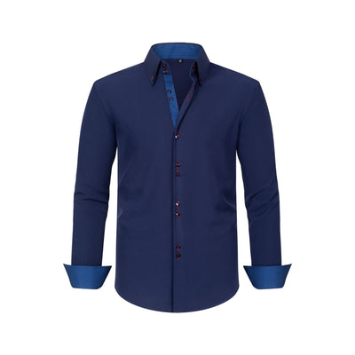 Camisa Hombre Estiramiento Cuádruple con Lunares y Bloques de Color - Image 12