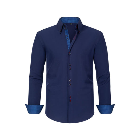 Camisa Hombre Estiramiento Cuádruple con Lunares y Bloques de Color - Image 12