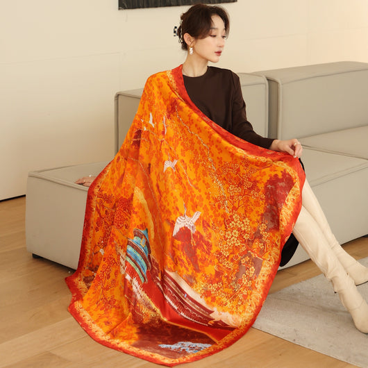 Pañuelo Cuadrado de Satén Estampado Cashew para Mujer - Image 26