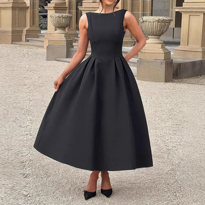 Vestido Sin Mangas Calado con Cintura Ajustada