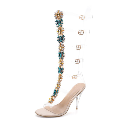 Botas Tacón Transparente con Cristales Brillantes - Image 13
