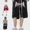 Basketball Sports Shorts with Gothic Lettering and Adjustable Drawstring