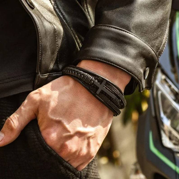 Pulsera de Acero Inoxidable con Cruz para Hombre