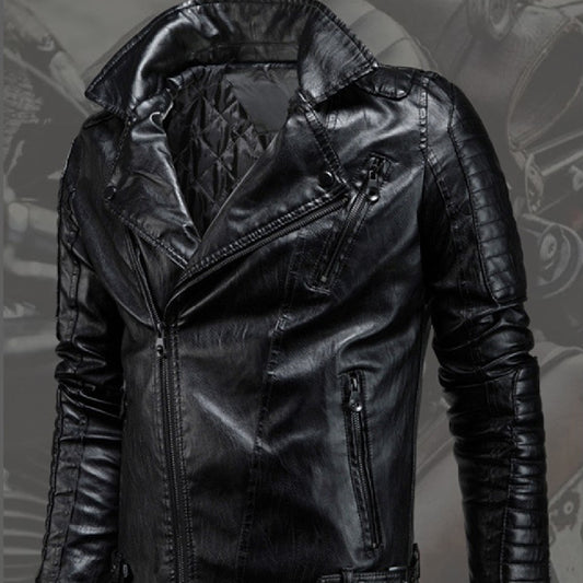 Chaqueta de Cuero PU para Motociclismo de Invierno