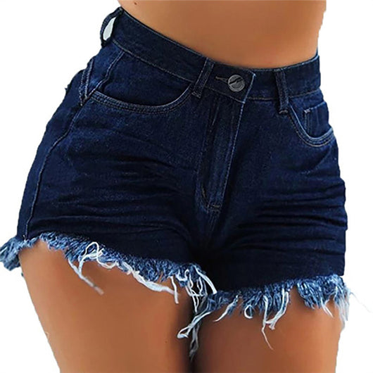 Shorts de Mezclilla Rotos con Flecos Sexys de Cintura Media - Image 12