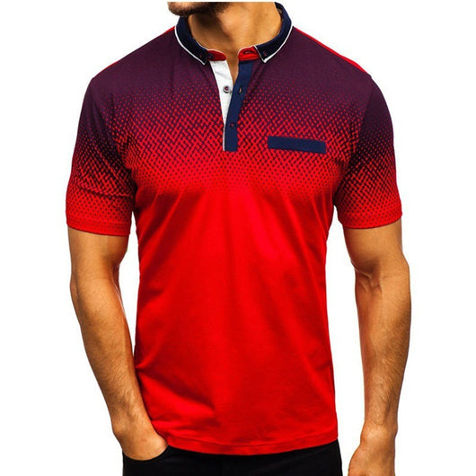 Camiseta Casual Hombre Talla Grande - Diseño Estampado Cuello Solapa Manga Corta - Image 4