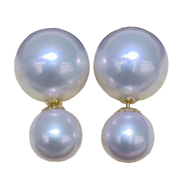 Aretes de Perlas de Agua Dulce Naturales Redondas para Mujer - Image 5