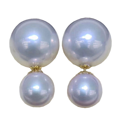 Aretes de Perlas de Agua Dulce Naturales Redondas para Mujer - Image 5