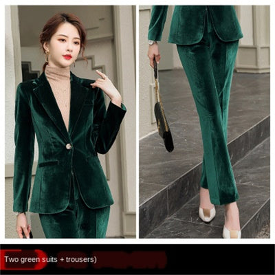 Blazer Ejecutivo Terciopelo Dorado para Mujer - Image 9