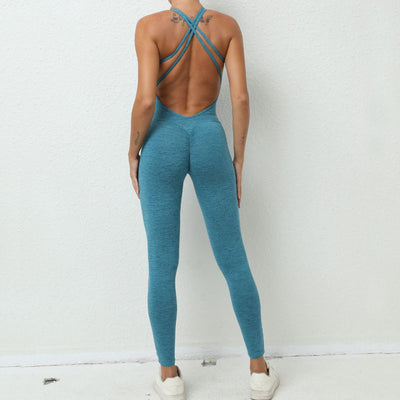 Jumpsuit Deportivo para Yoga con Espalda Cruzada - Leggings sin Costuras Ajustados para Fitness - Image 47