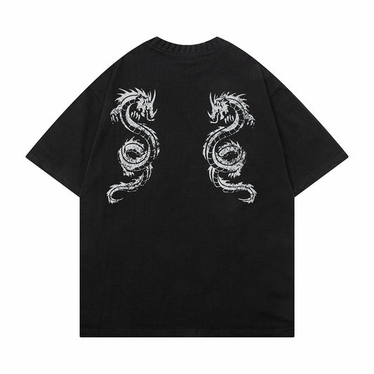 Playera Dragón Zodiacal Estampada Manga Corta para Hombre