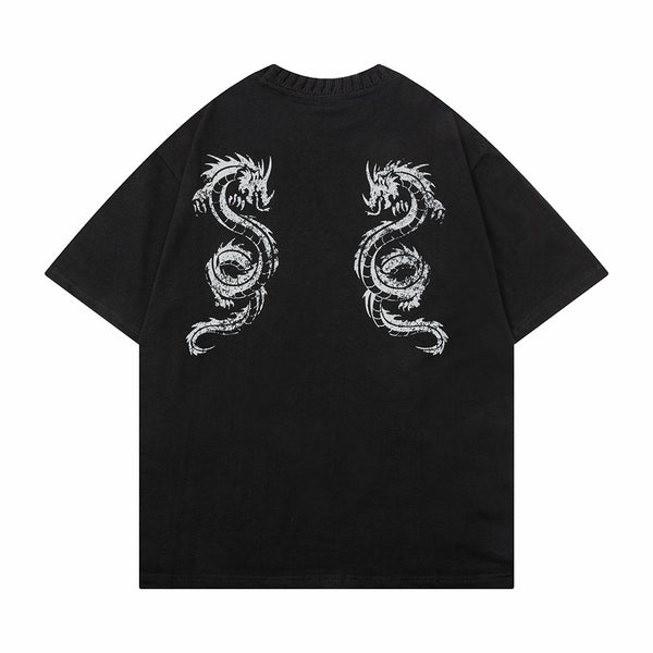 Playera Dragón Zodiacal Estampada Manga Corta para Hombre