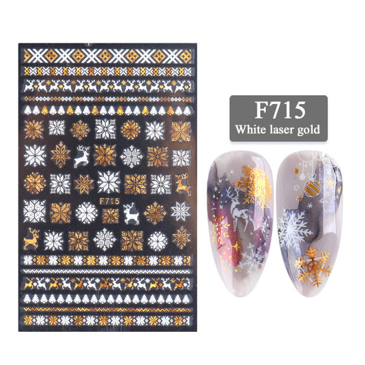 Stickers de Uñas 3D Serie Navideña - Diseño Láser Dorado Copo de Nieve - Image 15