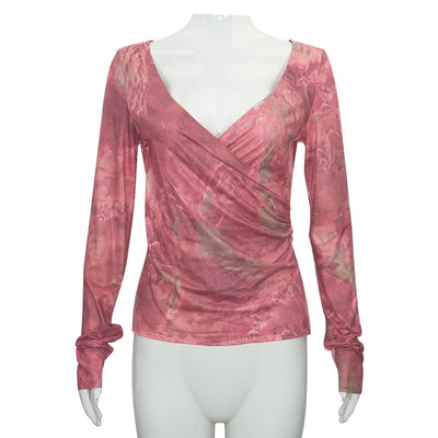 Blusa Larga Morada Degradado con Cuello en V y Cintura Ajustada - Image 22