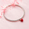 Pulsera de Plata S925 con Dije de Fresa Lacado Estilo Coreano