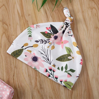 White 'Big Sister' top with floral skirt and 'Little Sister' bodysuit with floral pants and hat, matching sibling outfits. - Image 3