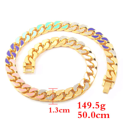 Cadena Cubana de Diamantes Multicolores Rap Hip Hop - Image 5