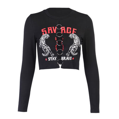 Blusa Ajustada de Manga Larga Cuello Redondo para Mujer - Image 2