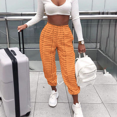 Pantalones Anchos Estilo Urbano con Estampado de Letras y Amarre - Image 4